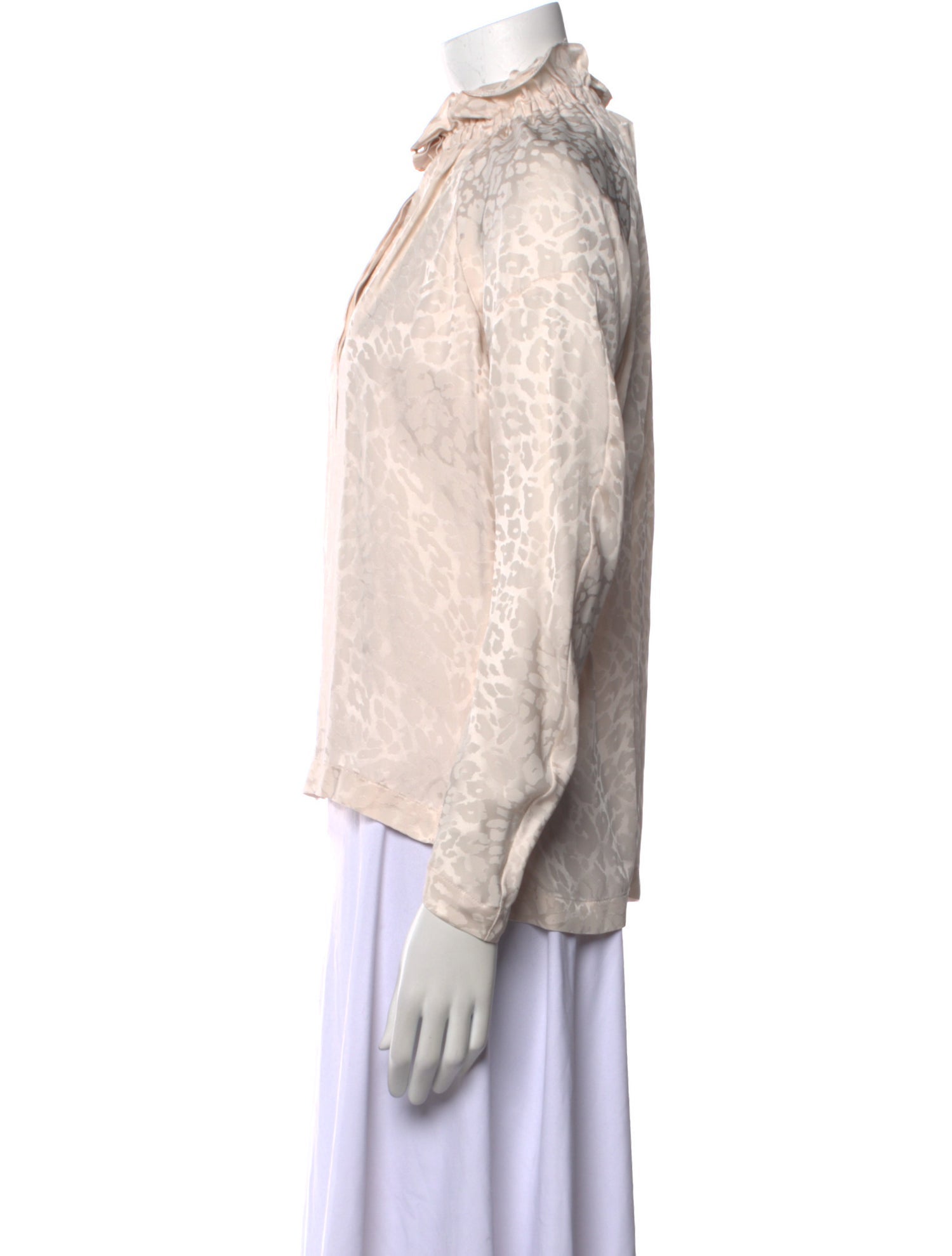 Zero + Maria Cornejo Animal Print Mock Neck Button-Up Top