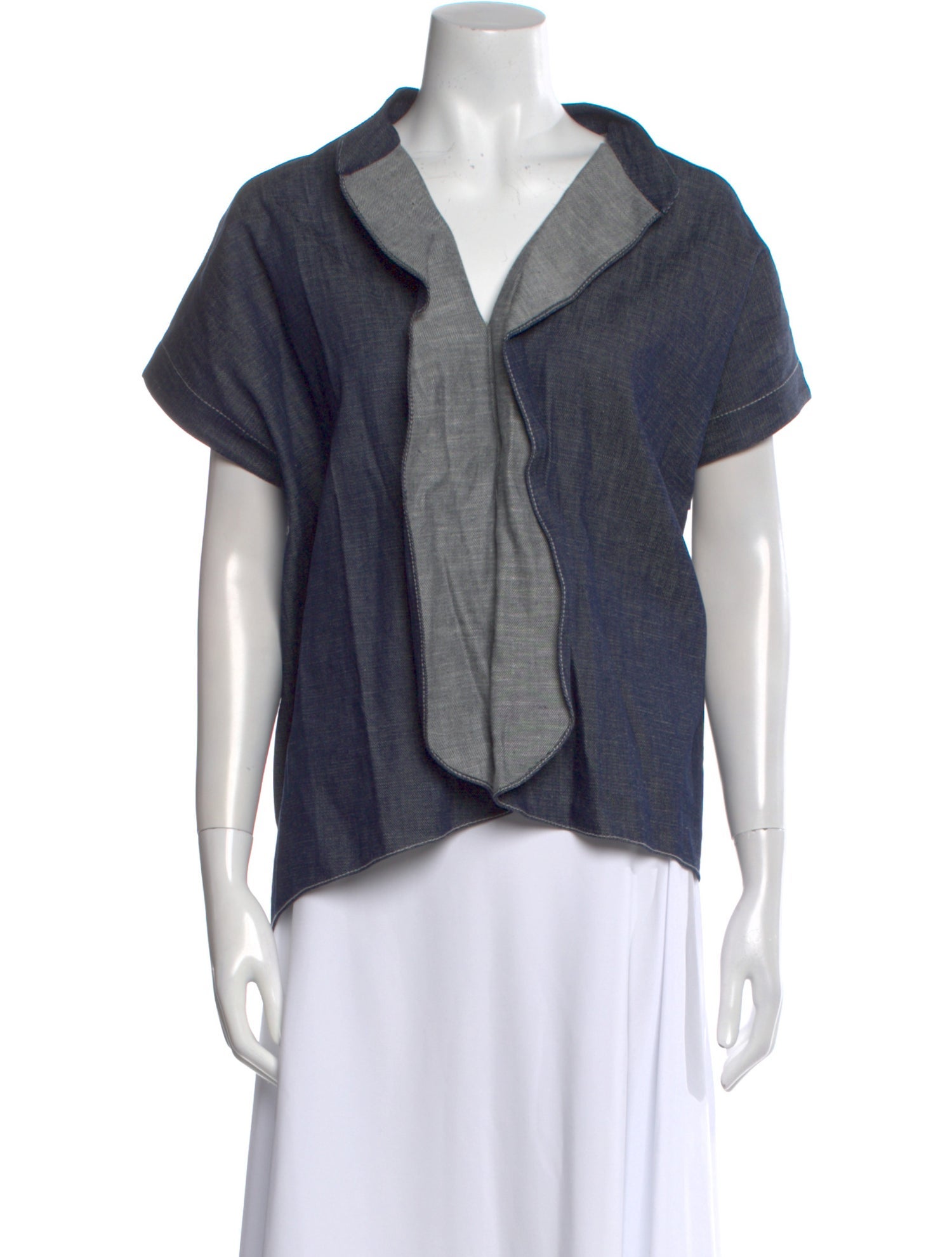 Zero + Maria Cornejo V-Neck Short Sleeve Button-Up Top w/ Tags