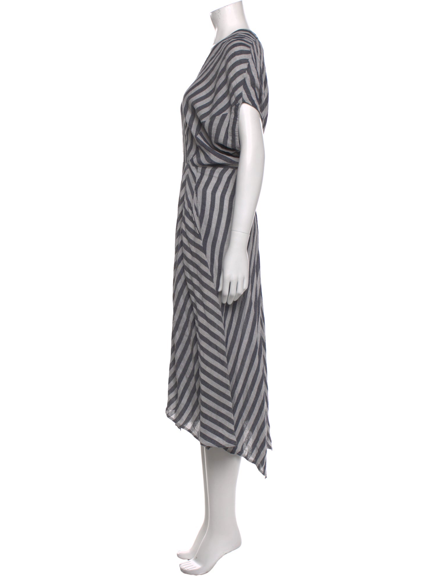 Zero + Maria Cornejo Striped Midi Length Dress
