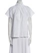 Zero + Maria Cornejo Mock Neck Short Sleeve Button-Up Top