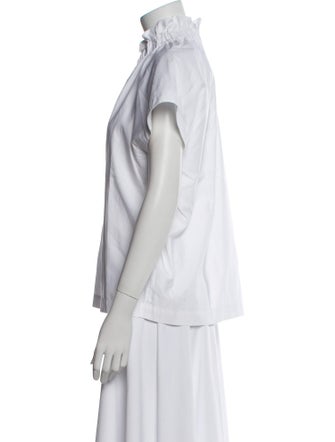 Zero + Maria Cornejo Mock Neck Short Sleeve Button-Up Top