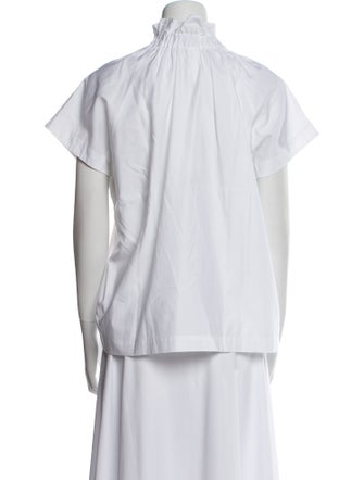 Zero + Maria Cornejo Mock Neck Short Sleeve Button-Up Top