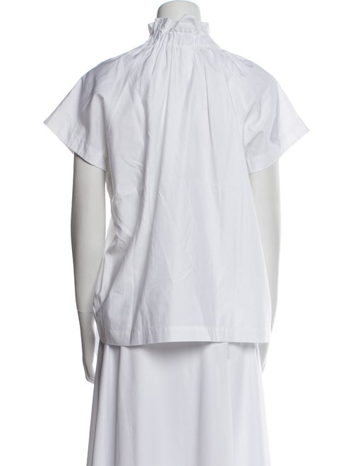 Zero + Maria Cornejo Mock Neck Short Sleeve Button-Up Top