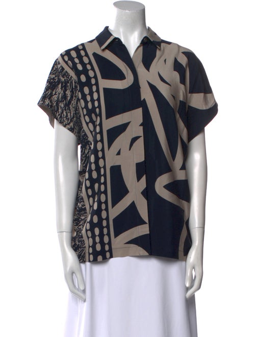 Zero + Maria Cornejo Silk Printed Button-Up Top