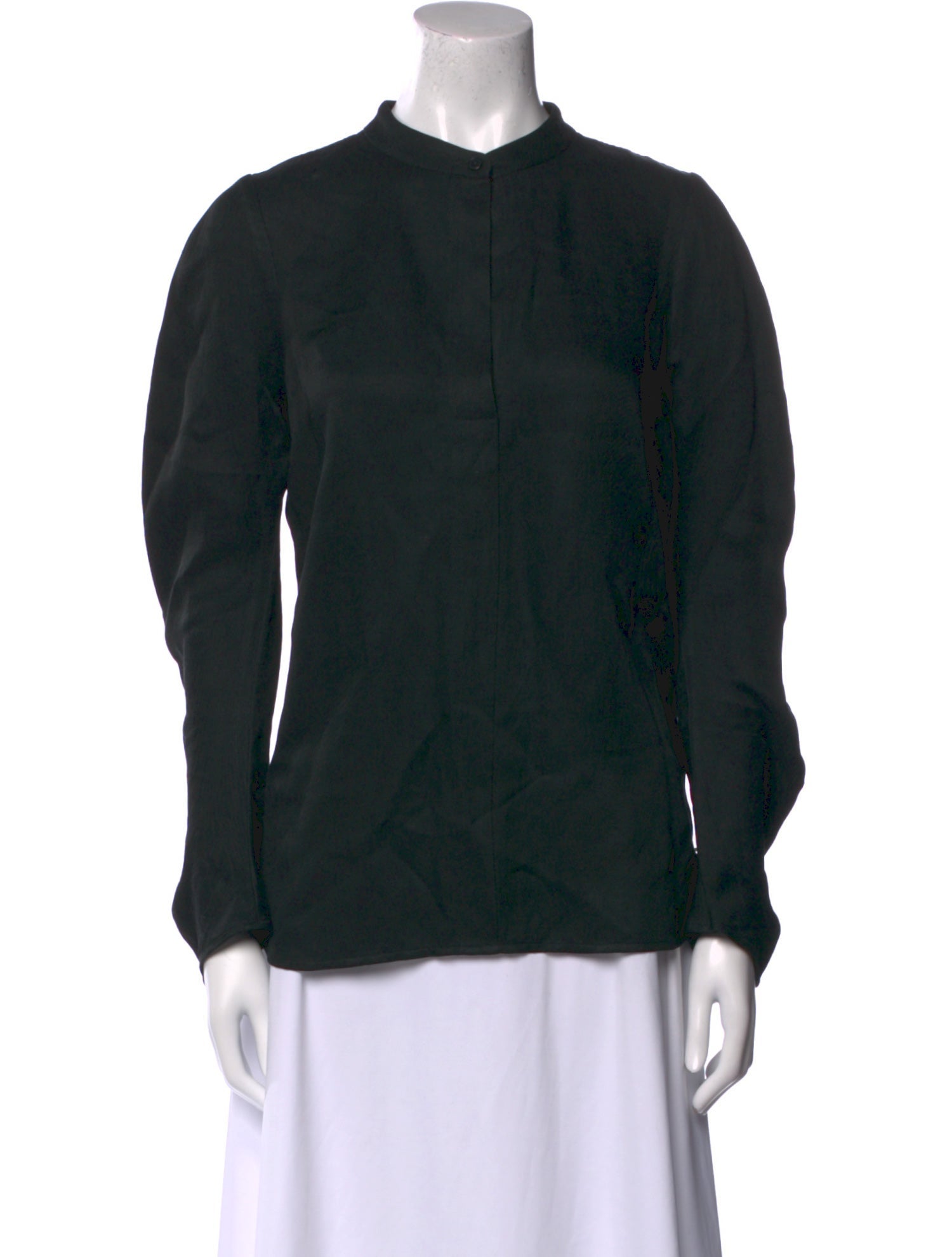 Zero + Maria Cornejo Mock Neck Long Sleeve Button-Up Top