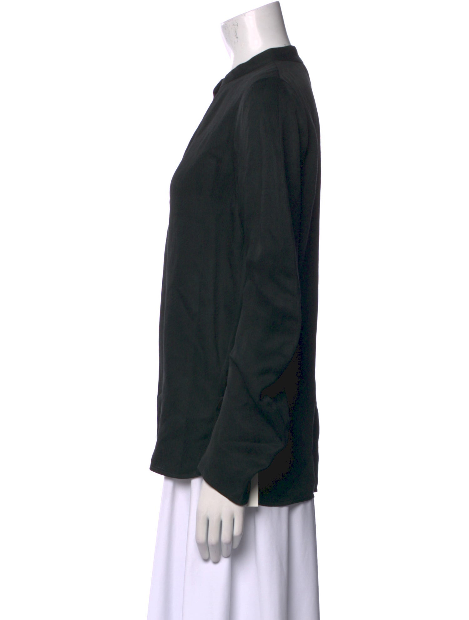 Zero + Maria Cornejo Mock Neck Long Sleeve Button-Up Top