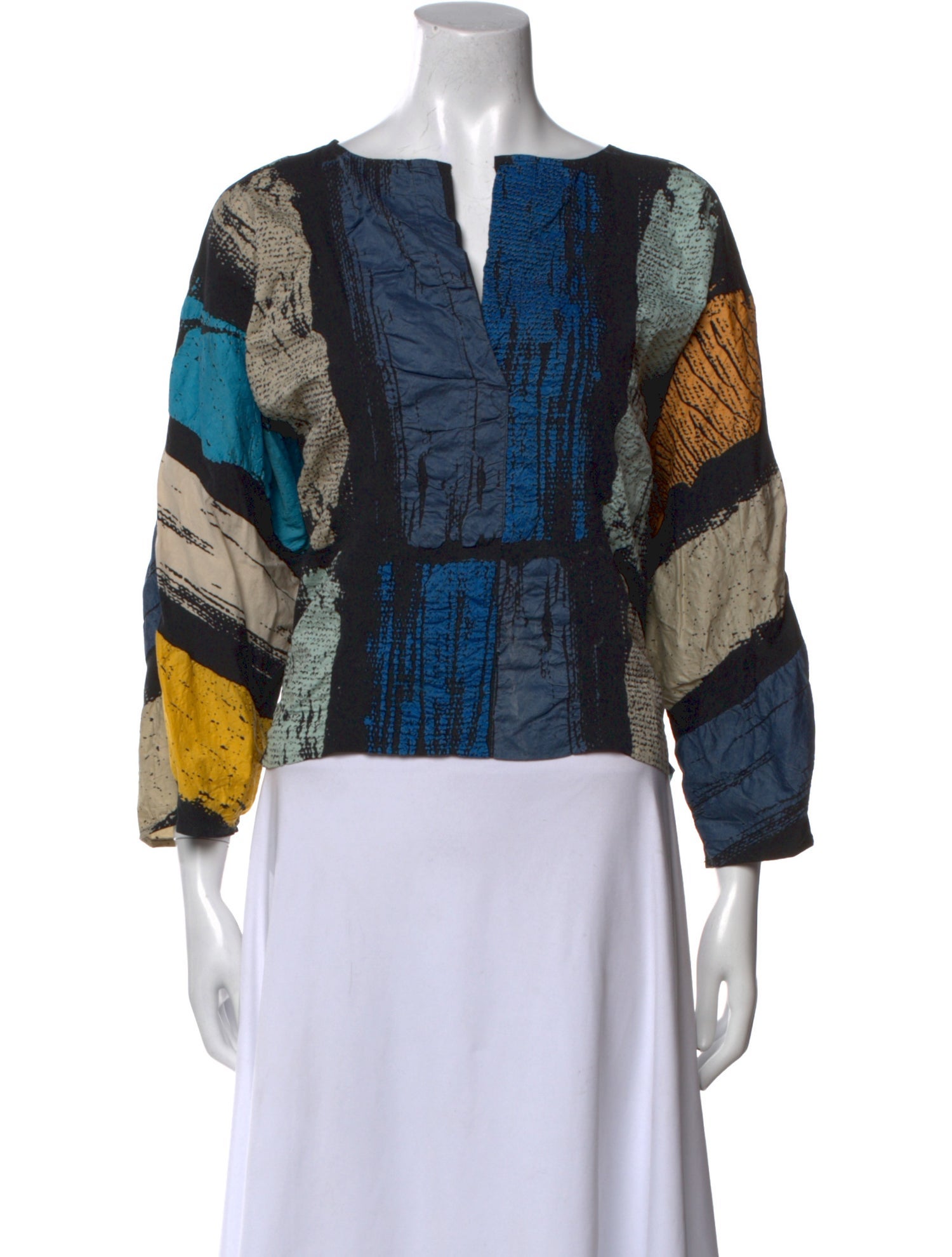 Zero + Maria Cornejo Printed V-Neck Crop Top