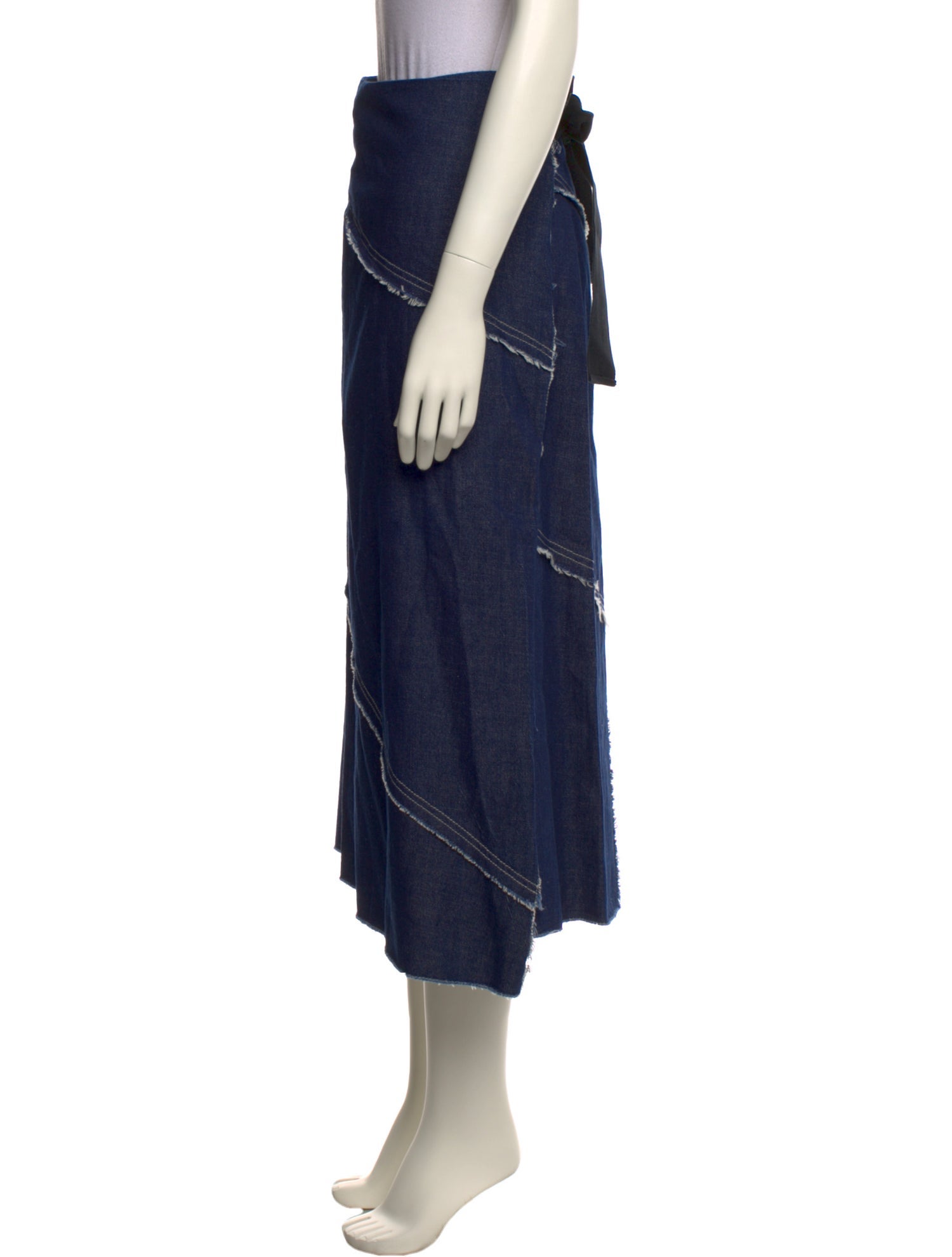 Zero + Maria Cornejo Raw-Edge Trim Midi Length Skirt