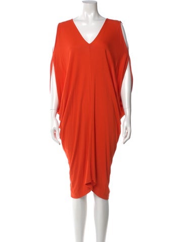 Pre-owned Zero + Maria Cornejo Silk Knee-length Dress In Orange