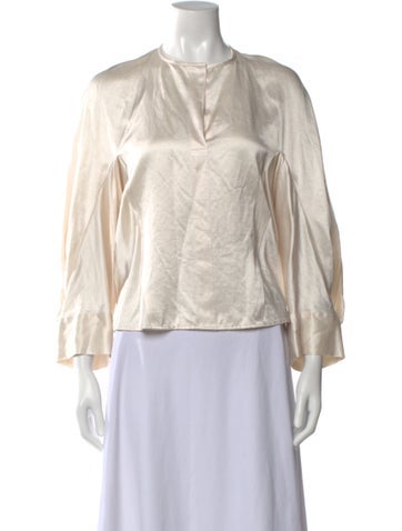 Pre-owned Zero + Maria Cornejo Three-quarter Sleeve Blouse In Neutral