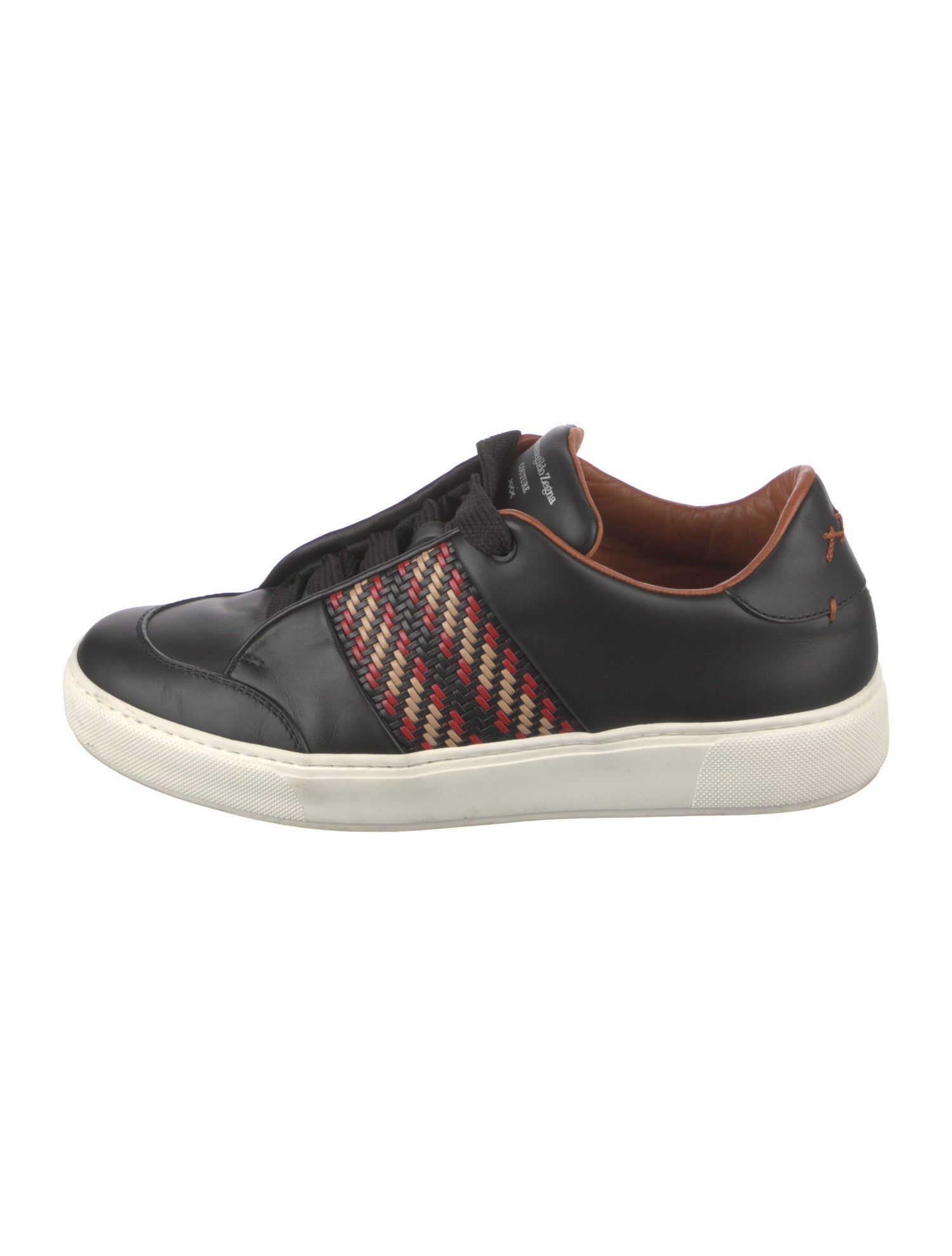 Ermenegildo Zegna Couture Leather Printed Sneakers - Black