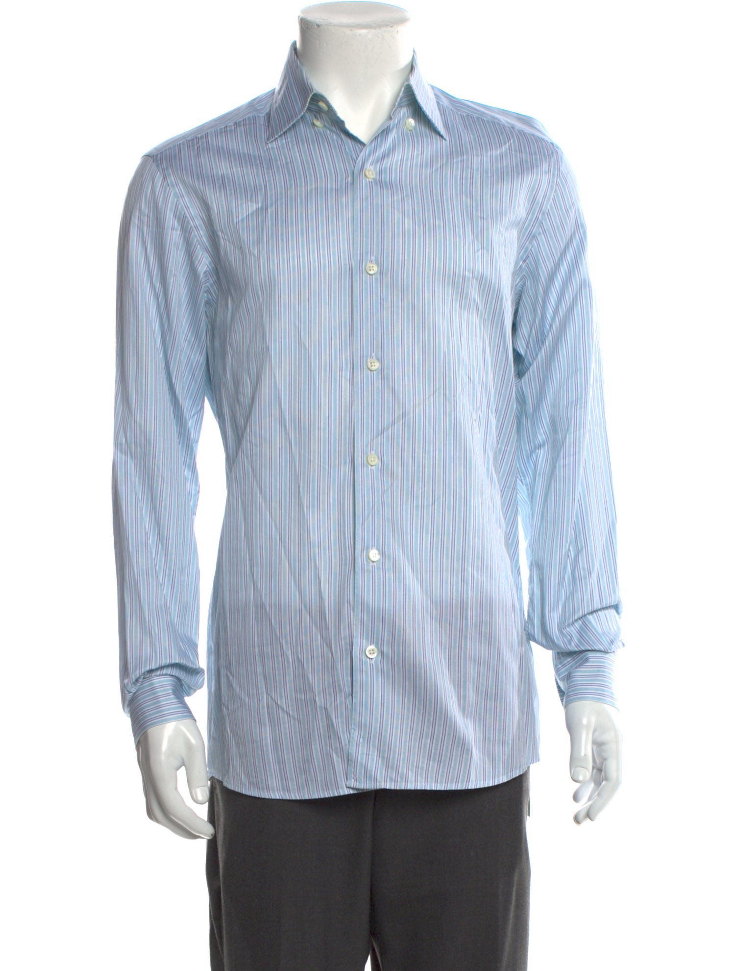Ermenegildo Zegna Couture Striped Long Sleeve Dress Shirt