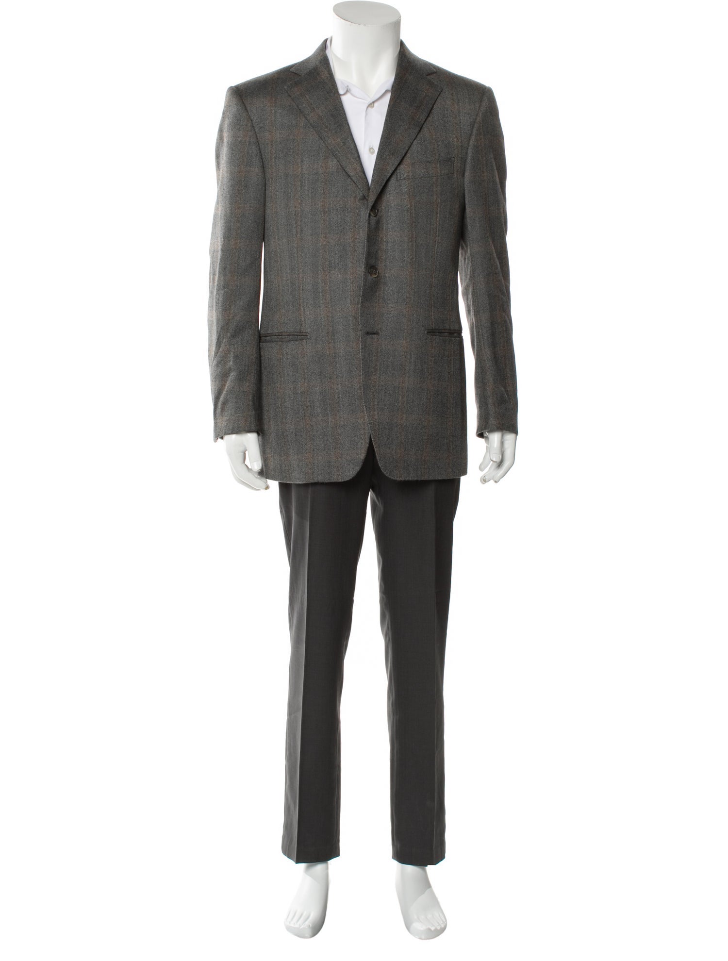 Ermenegildo Zegna Couture Wool Plaid Print Blazer