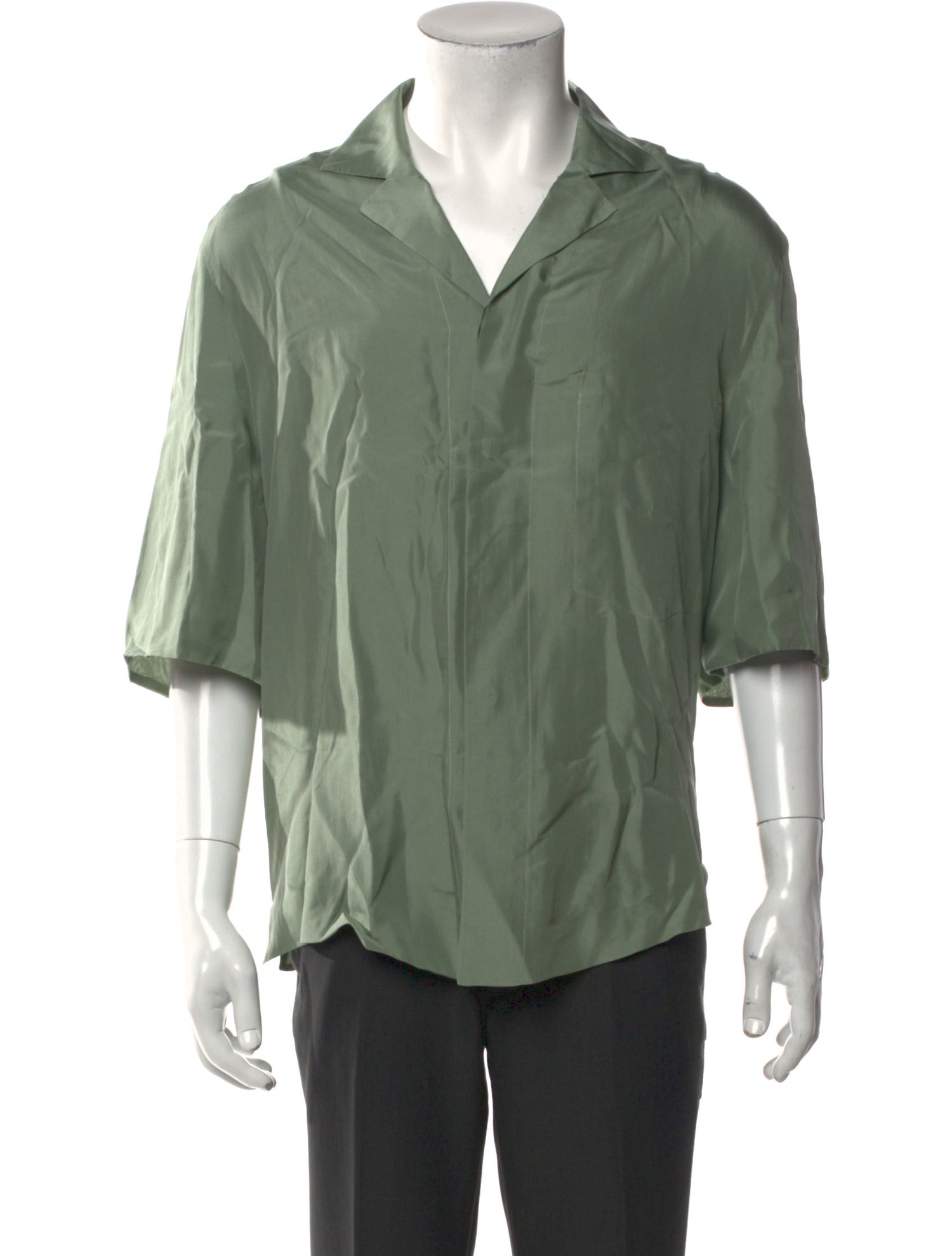 Ermenegildo Zegna Couture Silk Three-Quarter Sleeve Shirt