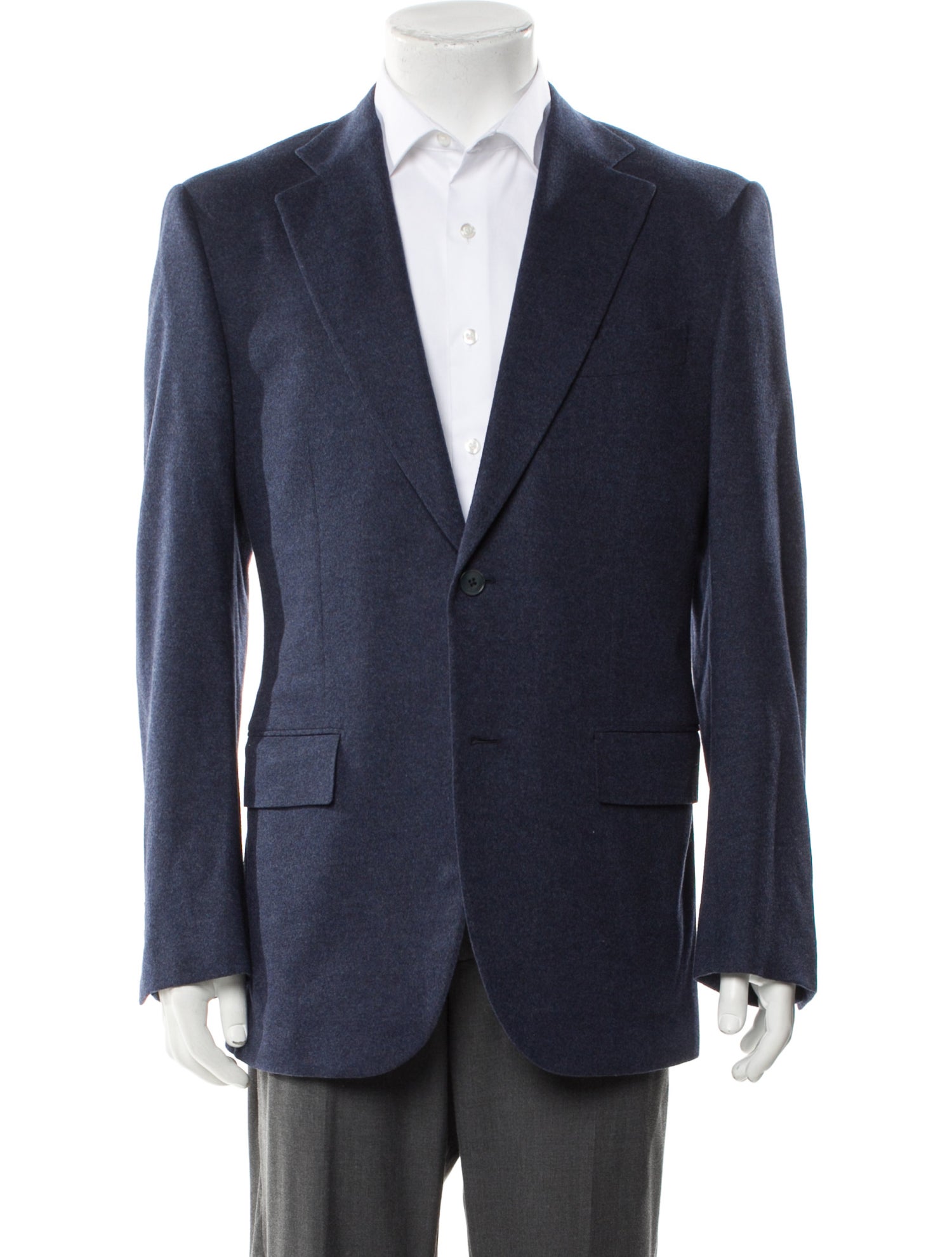 Ermenegildo Zegna Couture Wool Leather Trim Embellishment Blazer