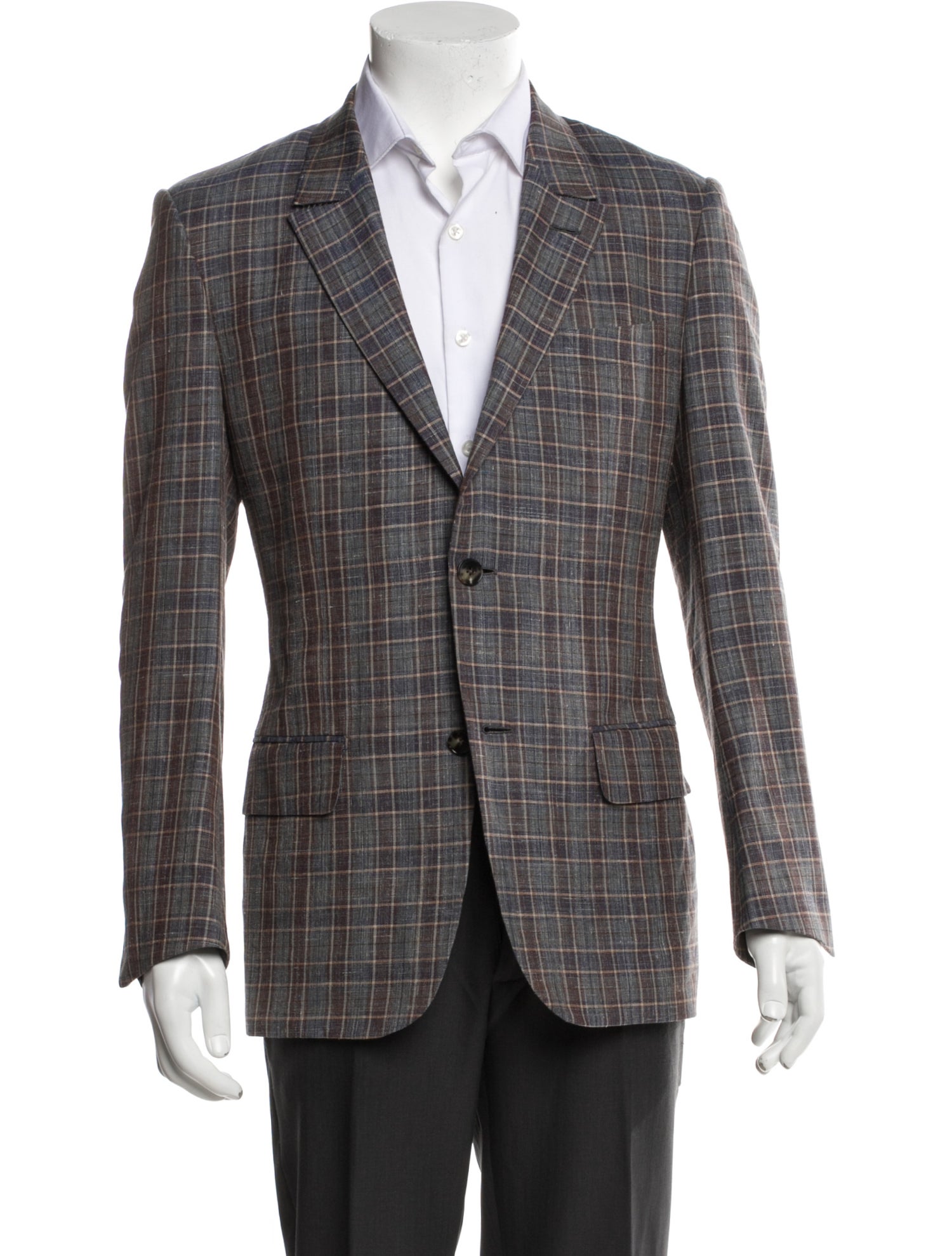 Ermenegildo Zegna Couture Wool Plaid Print Blazer