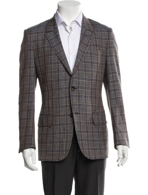 Ermenegildo Zegna Couture Wool Plaid Print Blazer