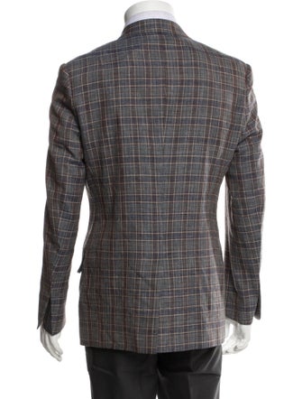 Ermenegildo Zegna Couture Wool Plaid Print Blazer