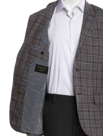 Ermenegildo Zegna Couture Wool Plaid Print Blazer