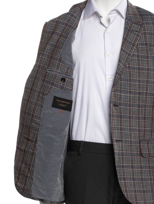 Ermenegildo Zegna Couture Wool Plaid Print Blazer