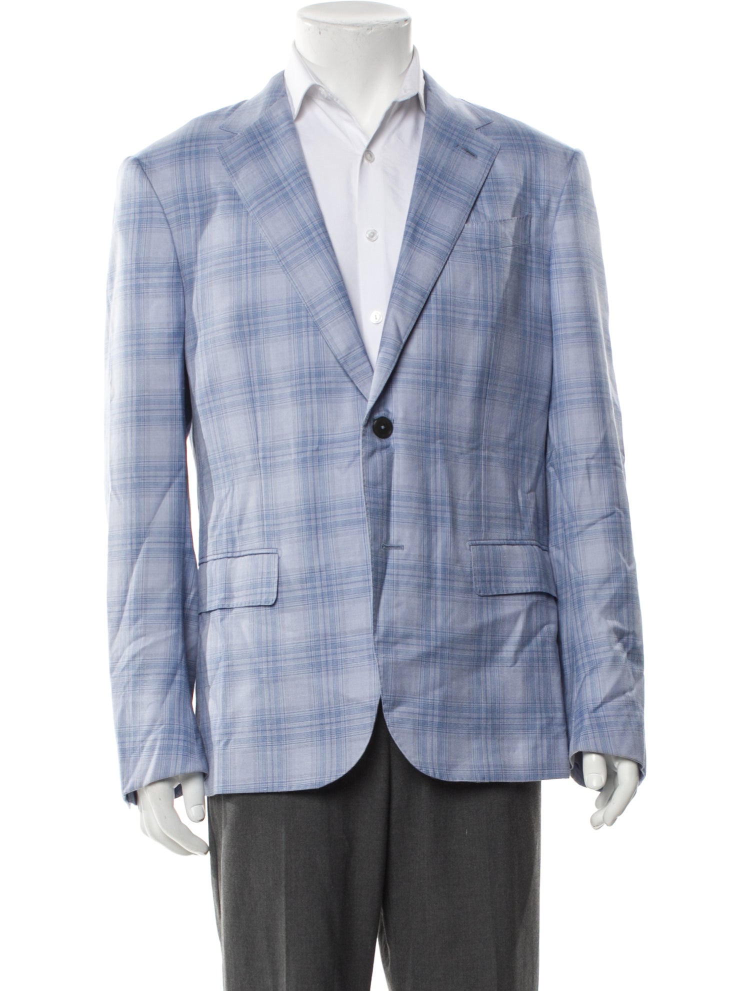 Ermenegildo Zegna Couture Wool Plaid Print Blazer