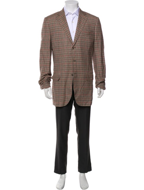 Ermenegildo Zegna Couture Wool Plaid Print Overcoat