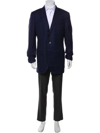 Ermenegildo Zegna Couture Wool Plaid Print Overcoat