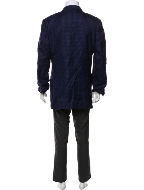 Ermenegildo Zegna Couture Wool Plaid Print Overcoat