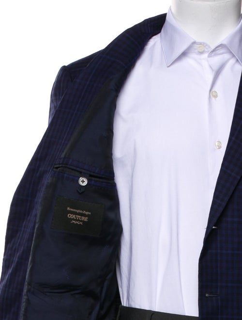 Ermenegildo Zegna Couture Wool Plaid Print Overcoat