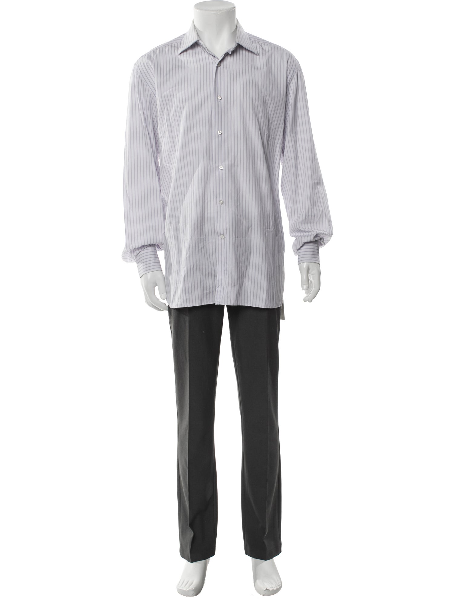 Ermenegildo Zegna Couture Striped Long Sleeve Dress Shirt