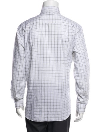 Ermenegildo Zegna Couture Plaid Print Long Sleeve Tuxedo Shirt