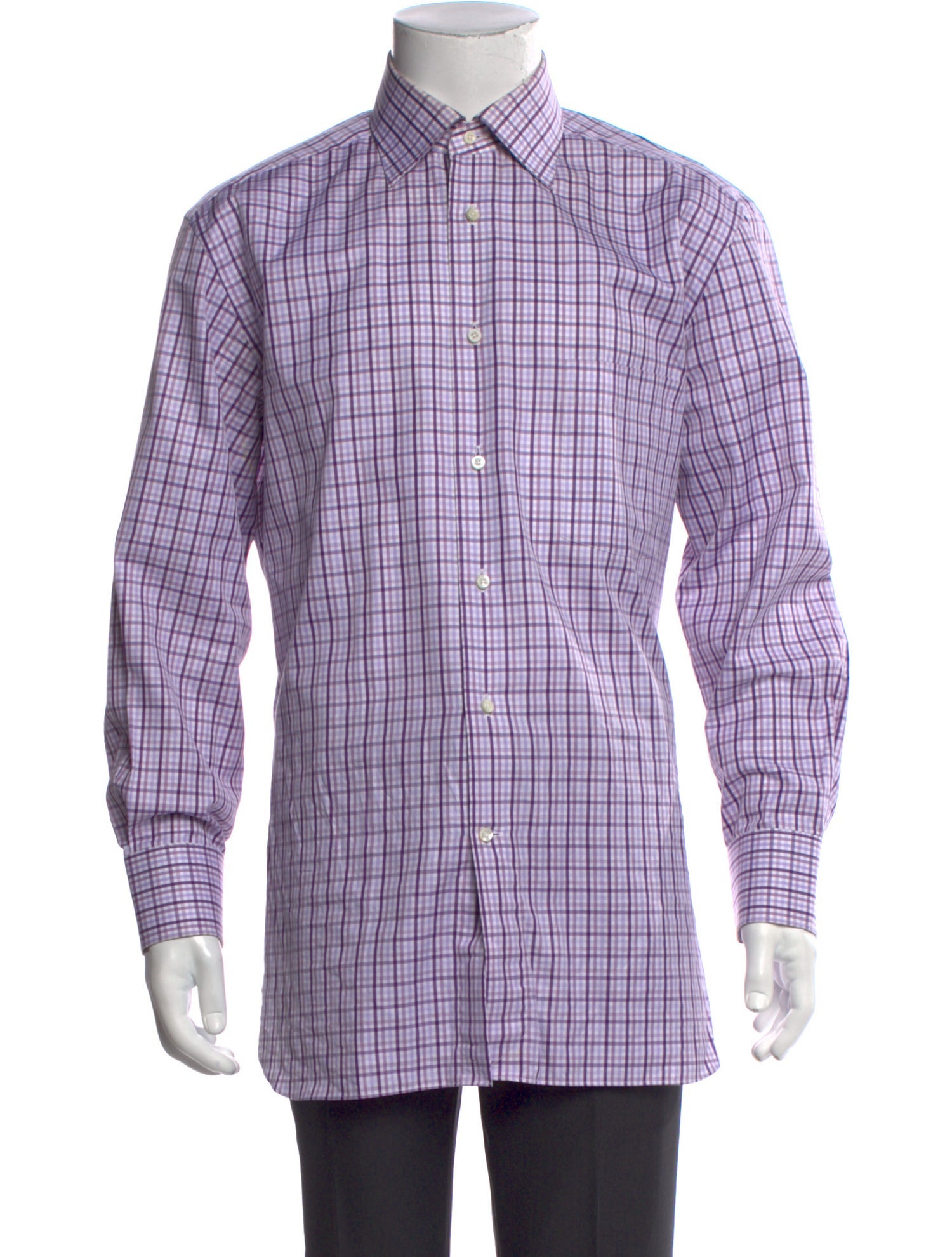 Ermenegildo Zegna Couture Plaid Print Long Sleeve Dress Shirt