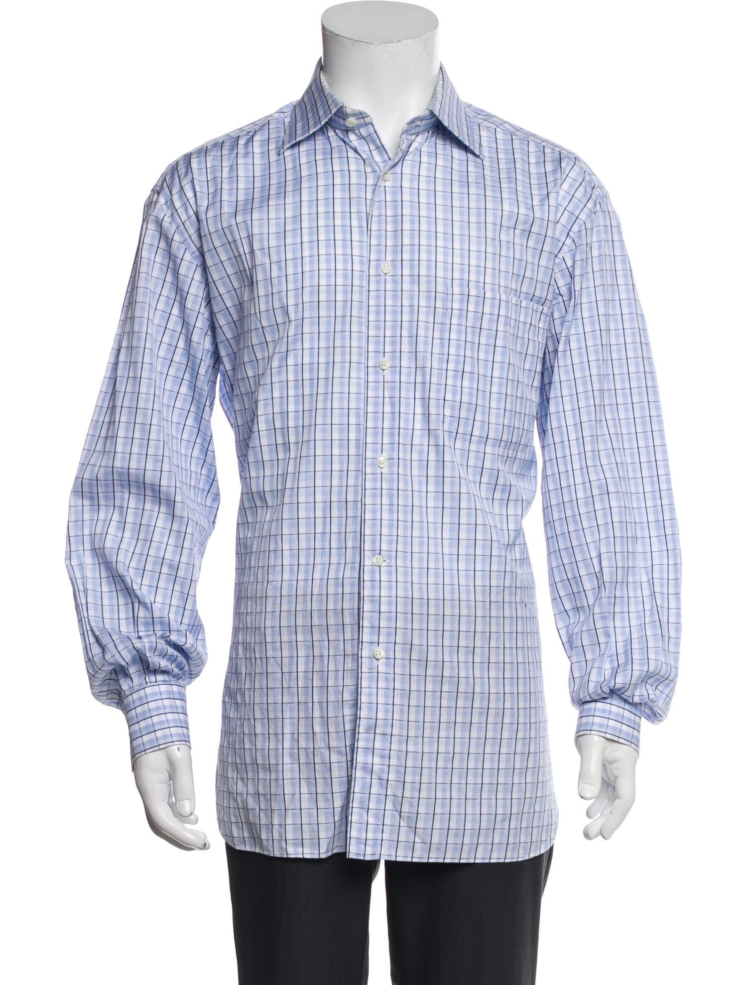 Ermenegildo Zegna Couture Plaid Print Long Sleeve Shirt
