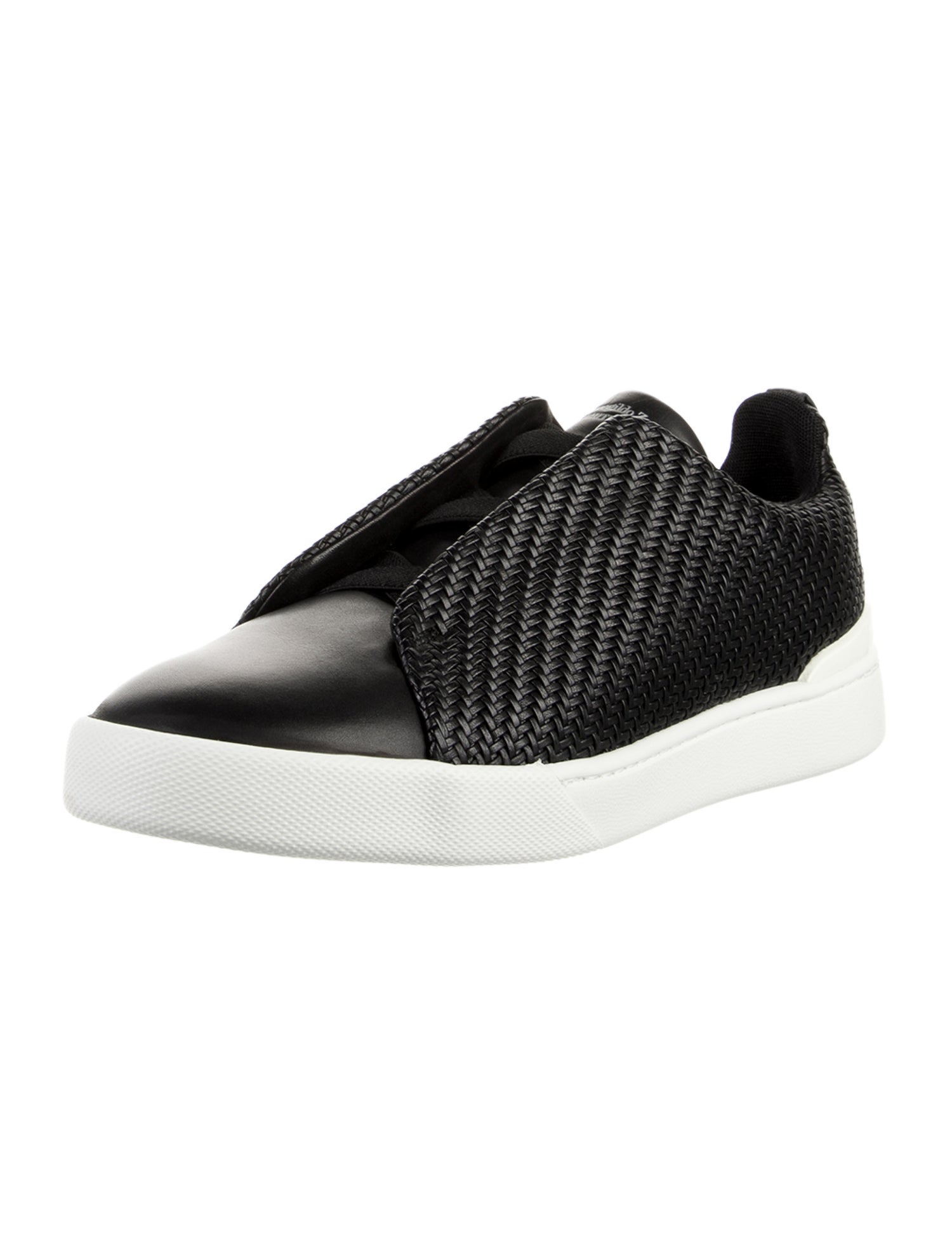 Ermenegildo Zegna Couture Leather Braided Accents Sneakers