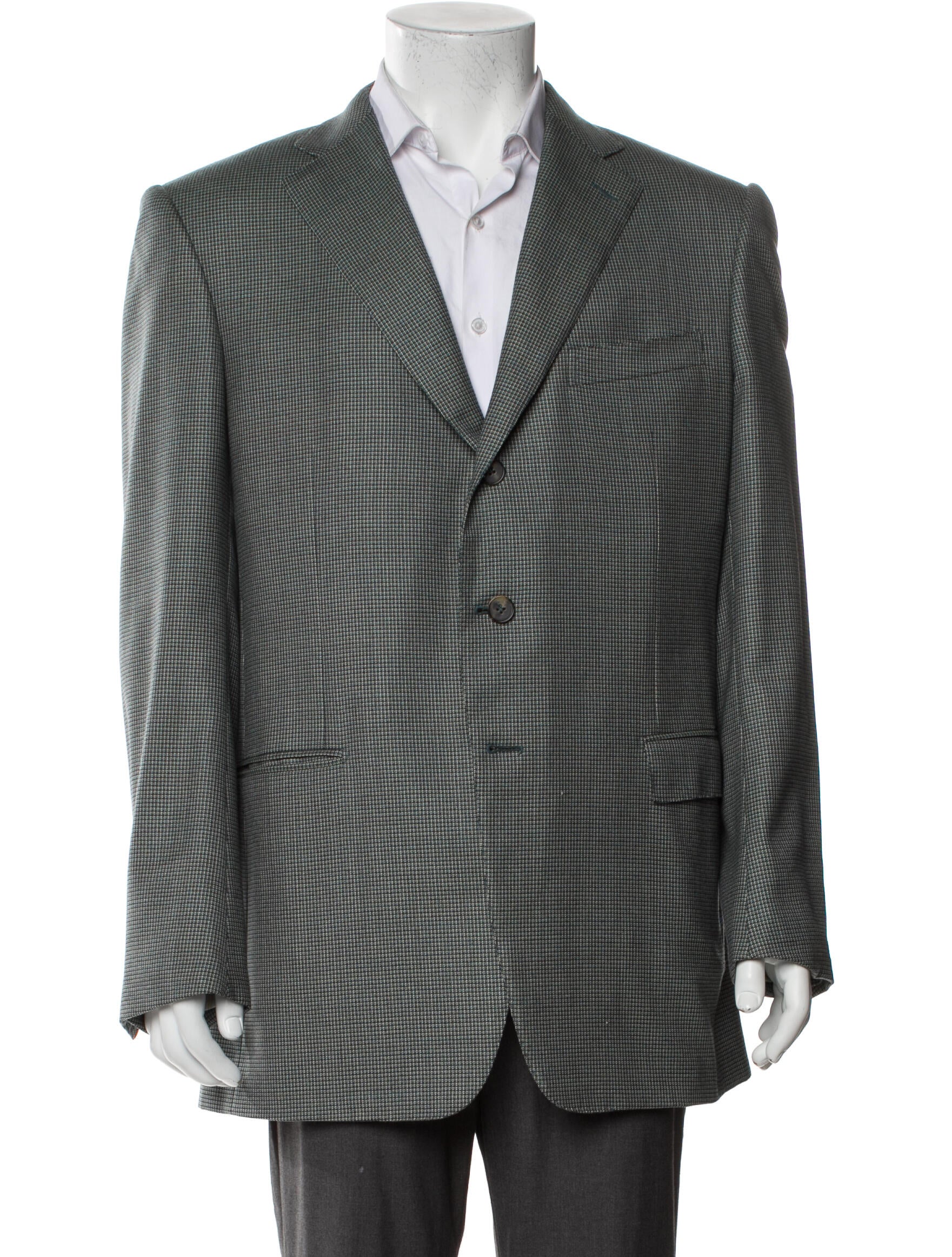 Ermenegildo Zegna Wool Plaid Print Blazer