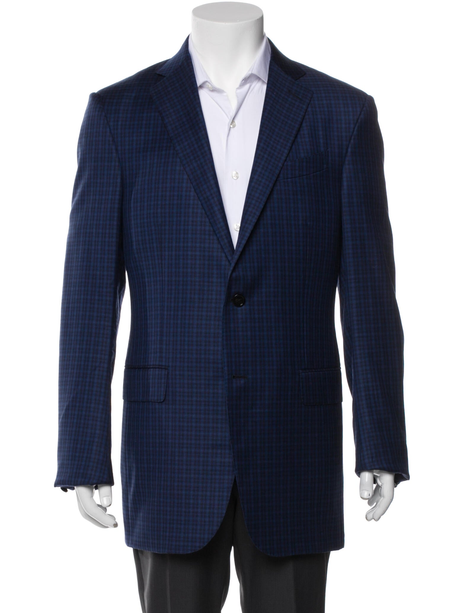 Ermenegildo Zegna Wool Plaid Print Blazer