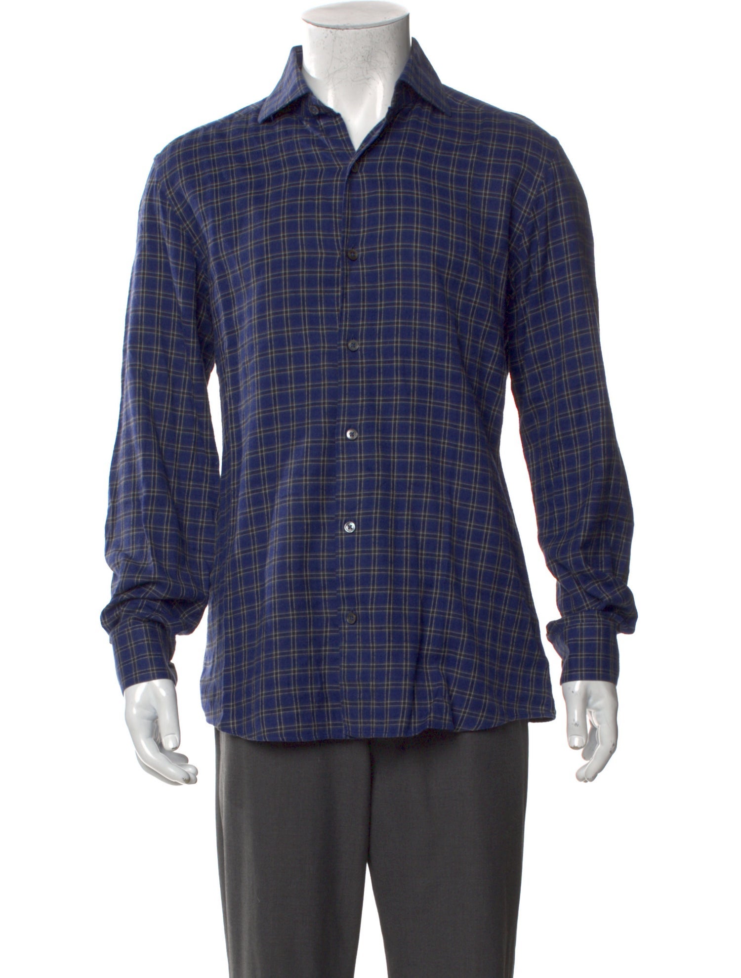Ermenegildo Zegna Plaid Print Long Sleeve Shirt