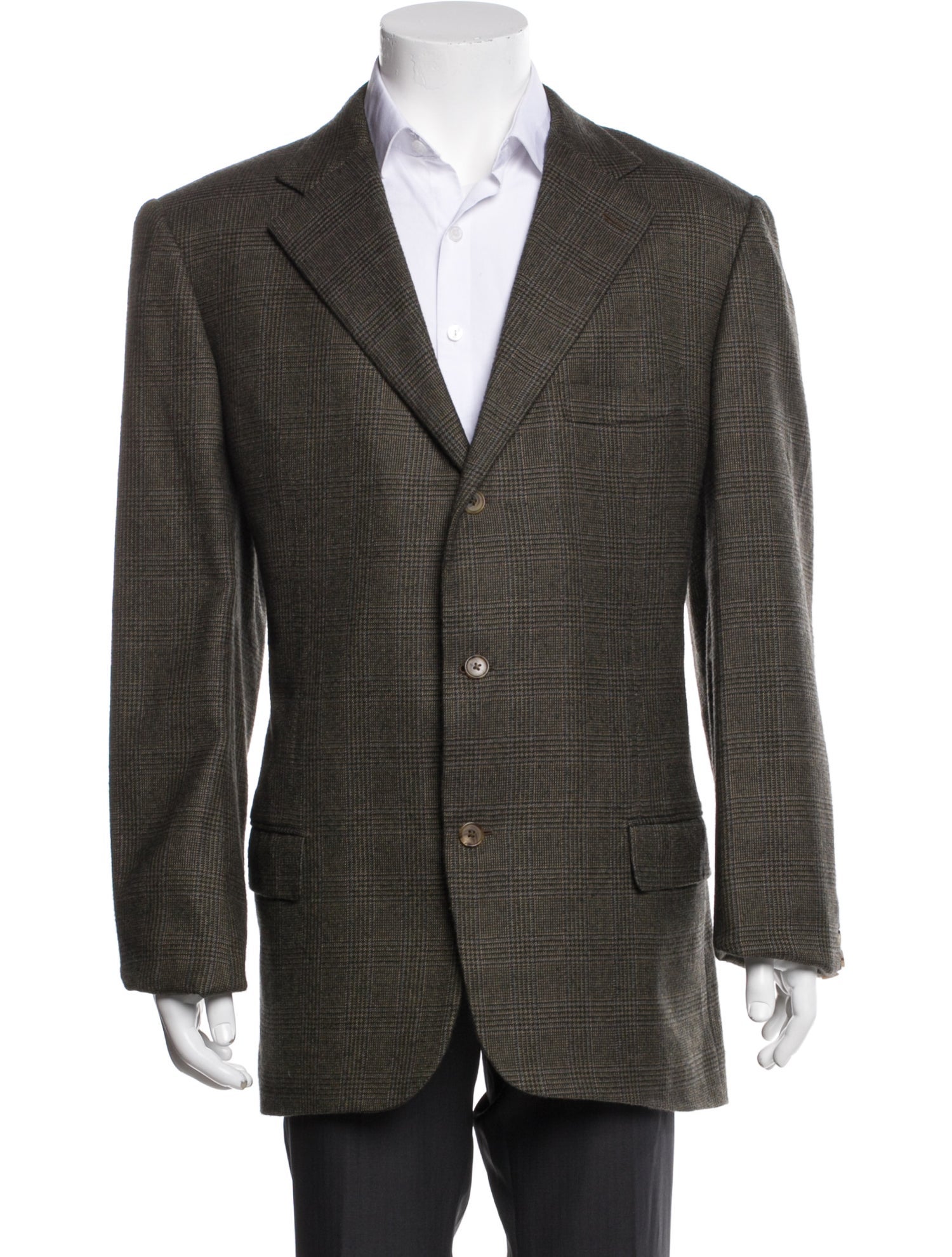 Ermenegildo Zegna Cashmere Plaid Print Overcoat