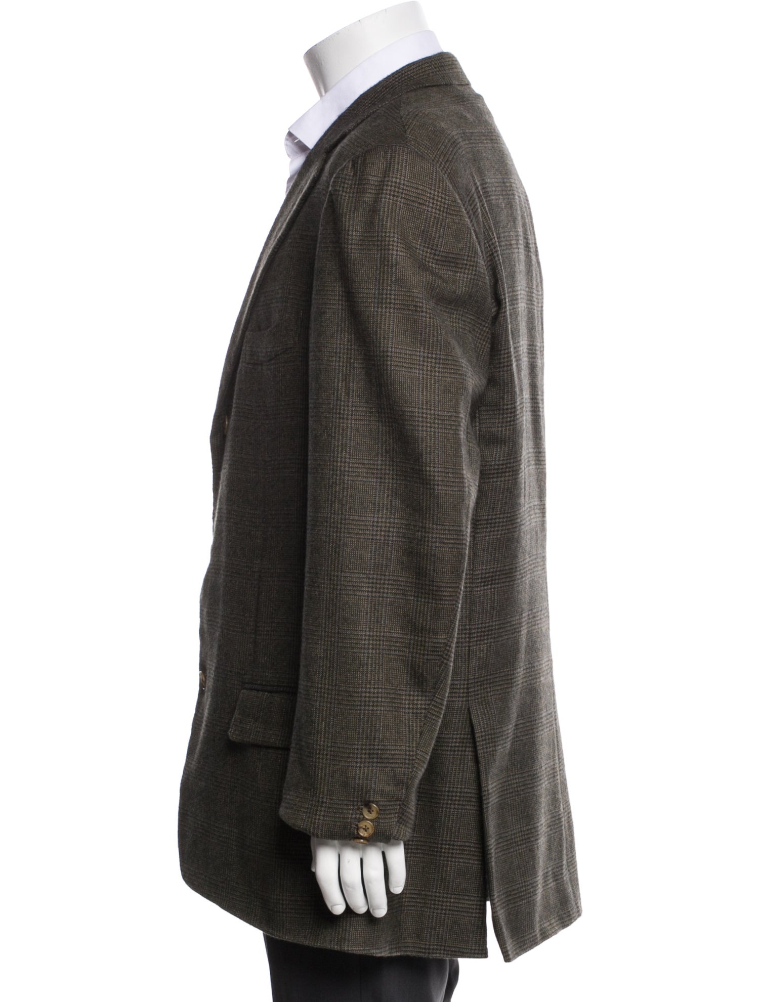 Ermenegildo Zegna Cashmere Plaid Print Overcoat