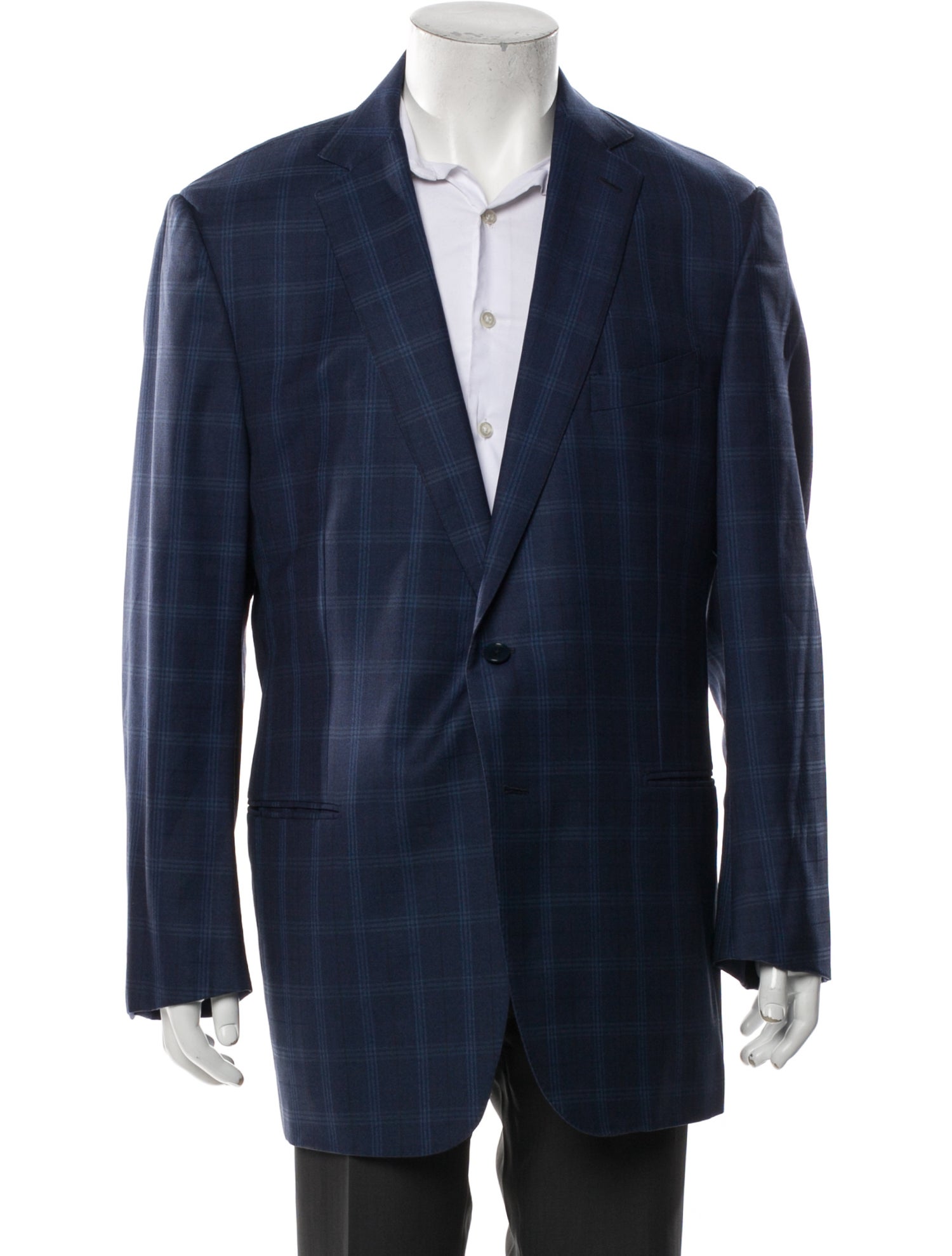 Ermenegildo Zegna Wool Plaid Print Blazer