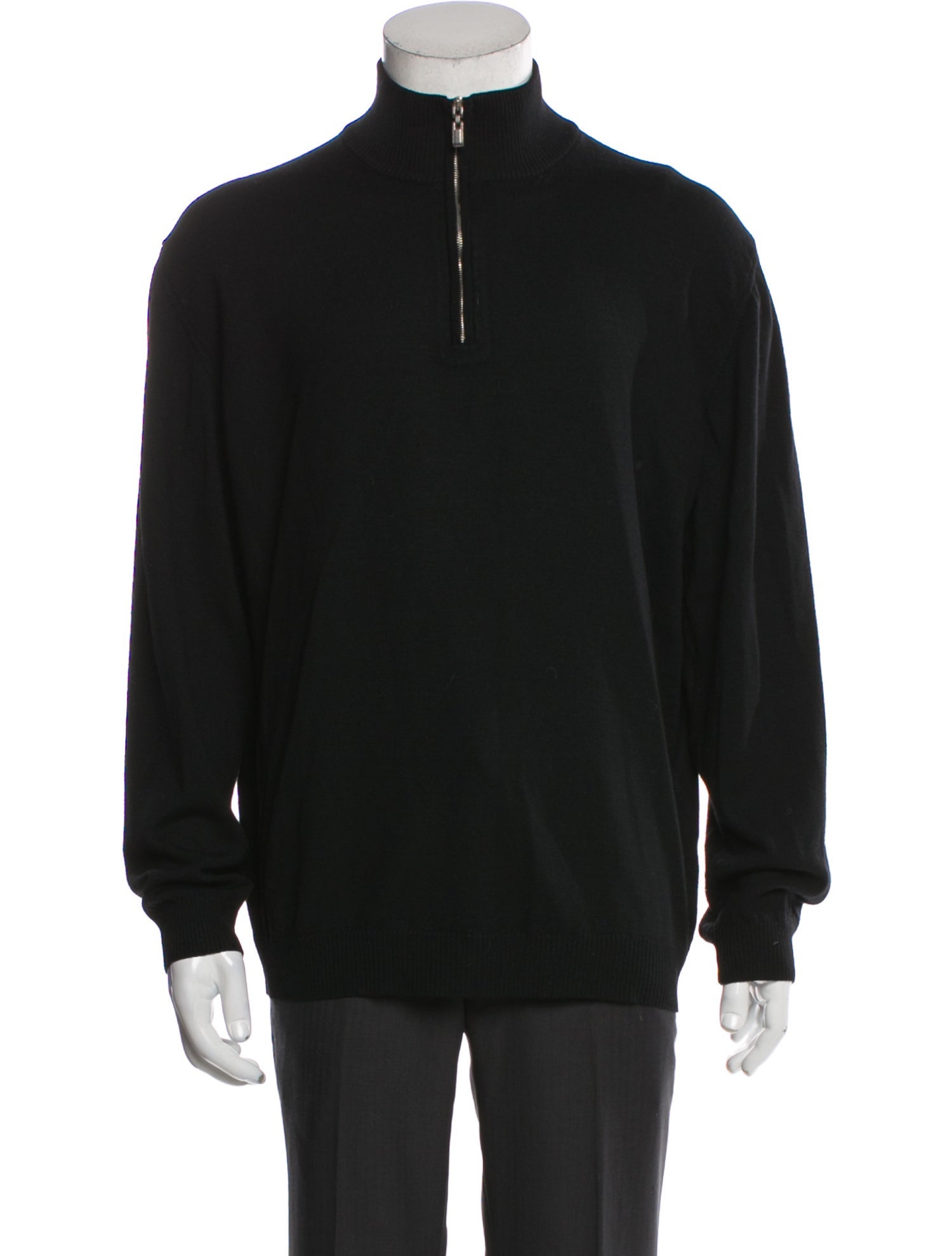 Ermenegildo Zegna Wool Mock Neck Polo Sweater - Black Sweaters ...