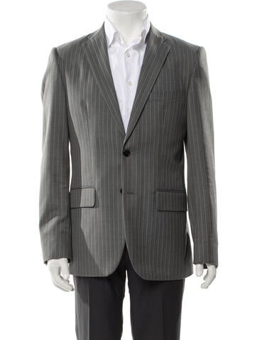Ermenegildo Zegna Outerwear Wool Striped Peacoat L