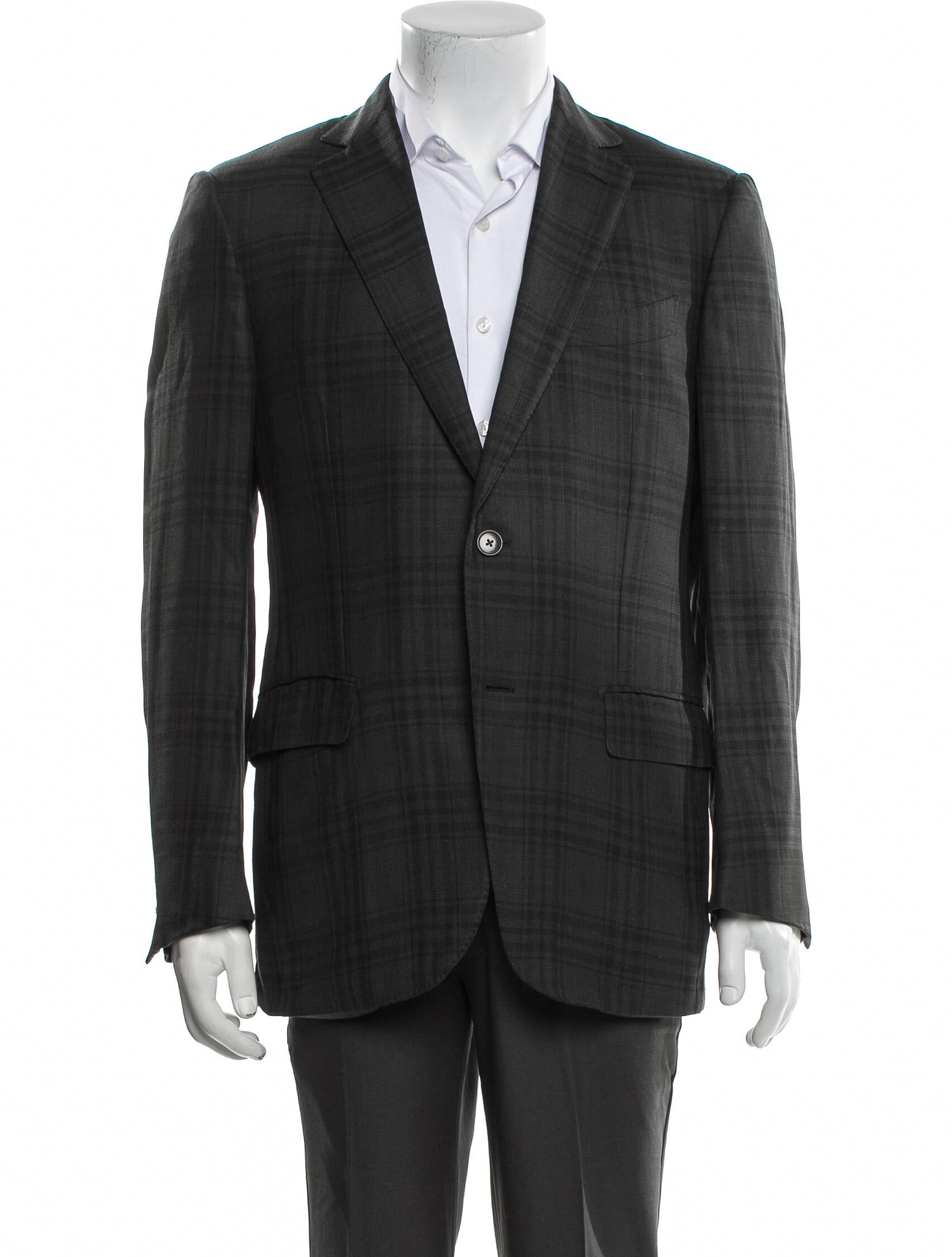 Ermenegildo Zegna Wool Plaid Print Blazer
