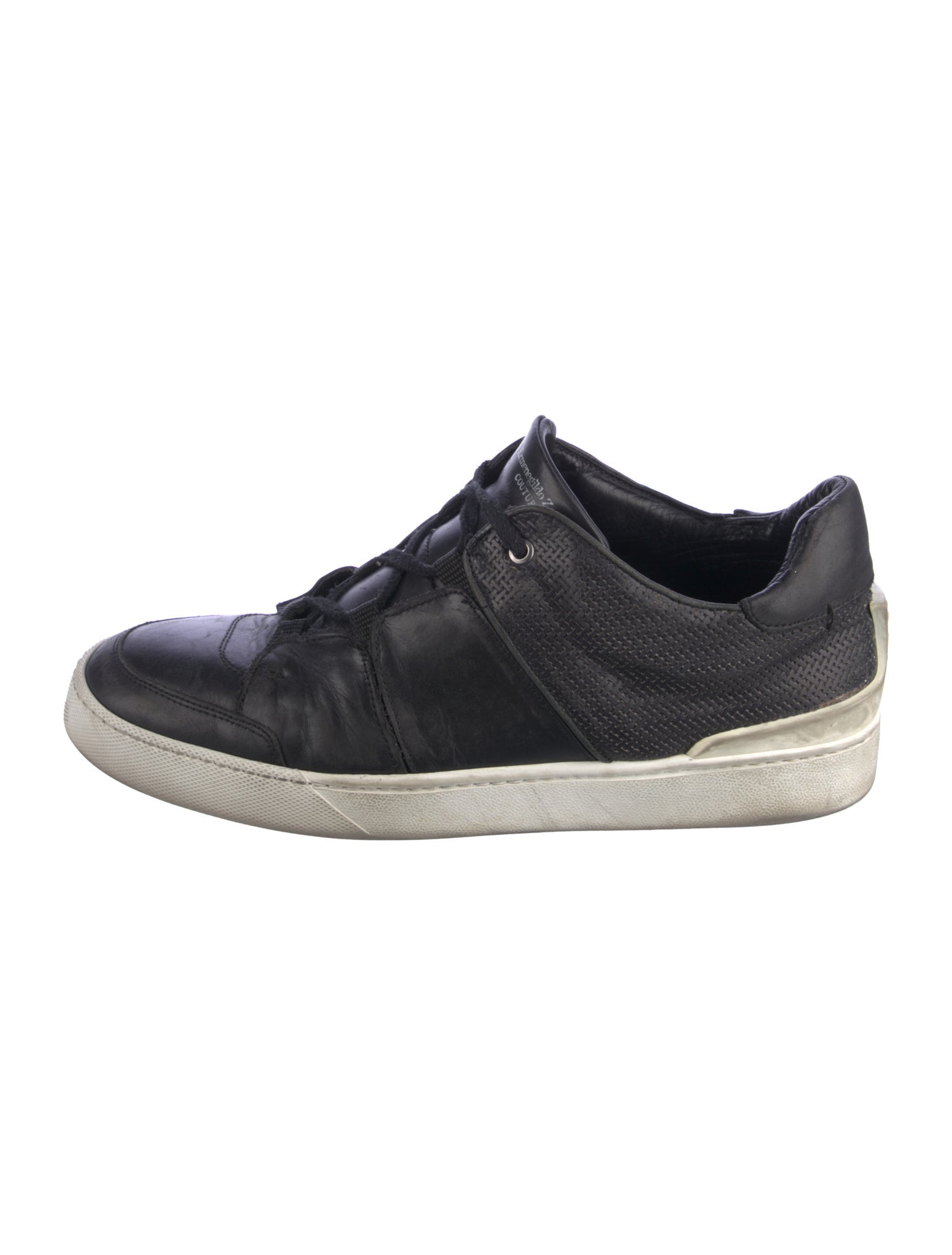 Ermenegildo Zegna Leather Colorblock Pattern Sneakers