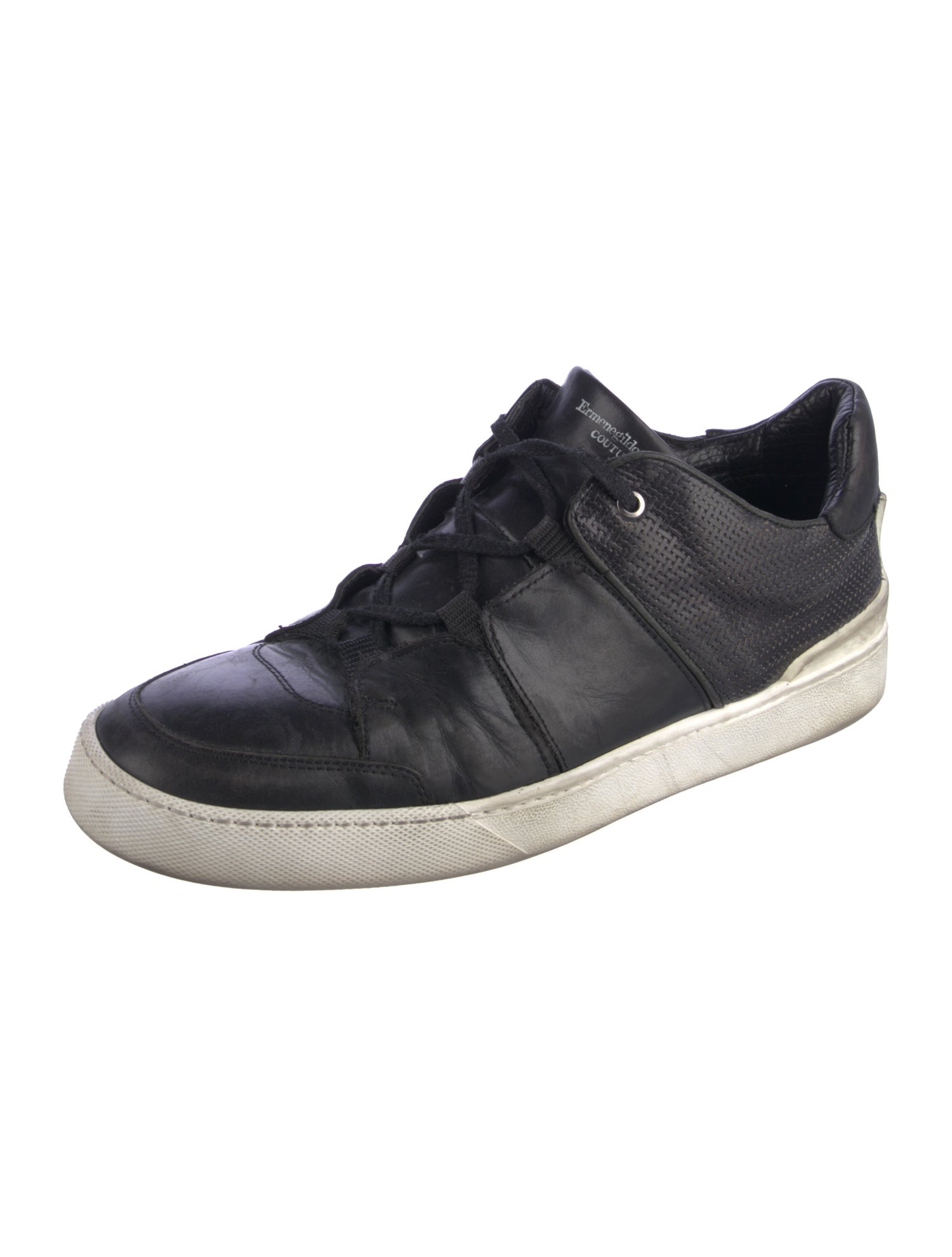 Ermenegildo Zegna Leather Colorblock Pattern Sneakers