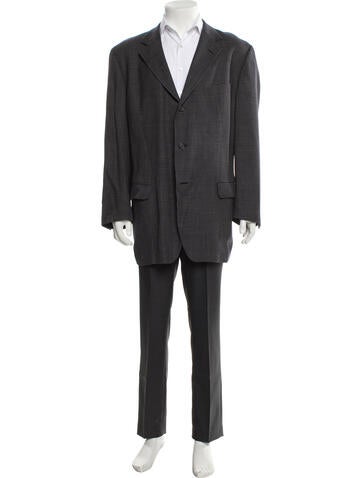 Ermenegildo Zegna Suiting Wool Plaid Print Blazer Us46, It56 | L