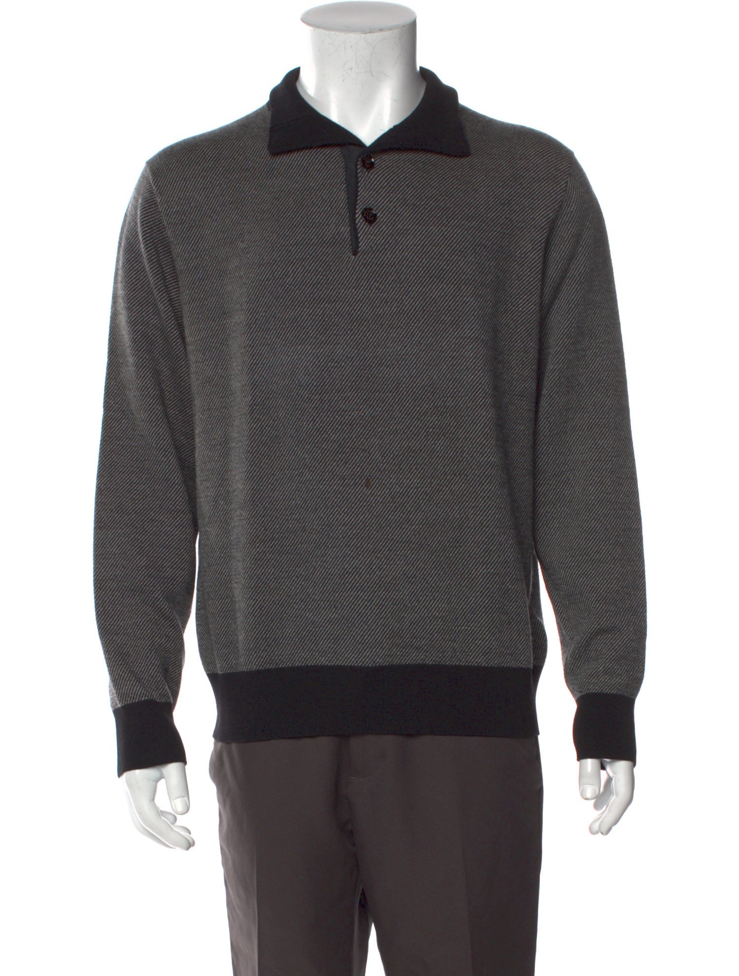 Ermenegildo Zegna Virgin Wool Striped Polo Sweater