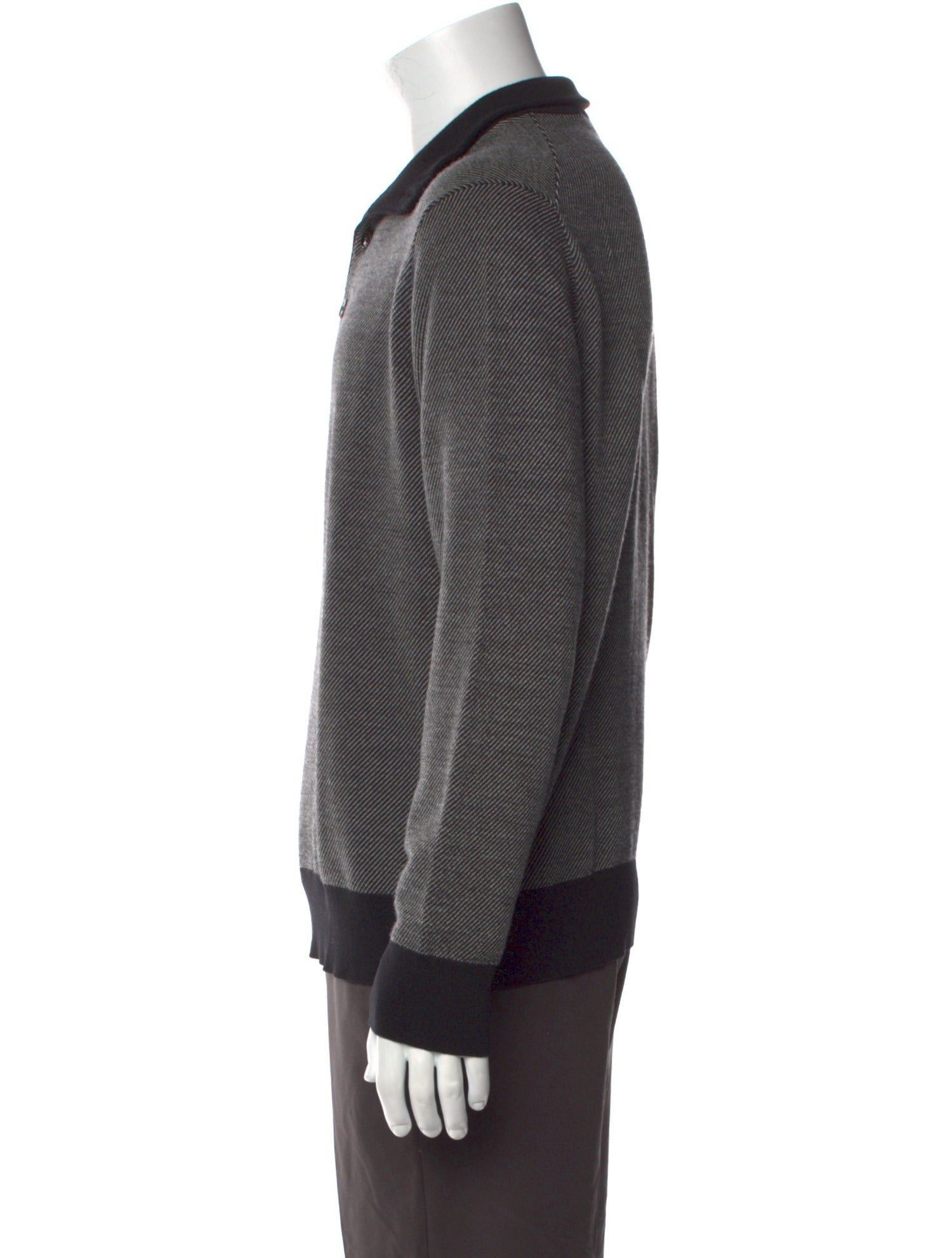 Ermenegildo Zegna Virgin Wool Striped Polo Sweater