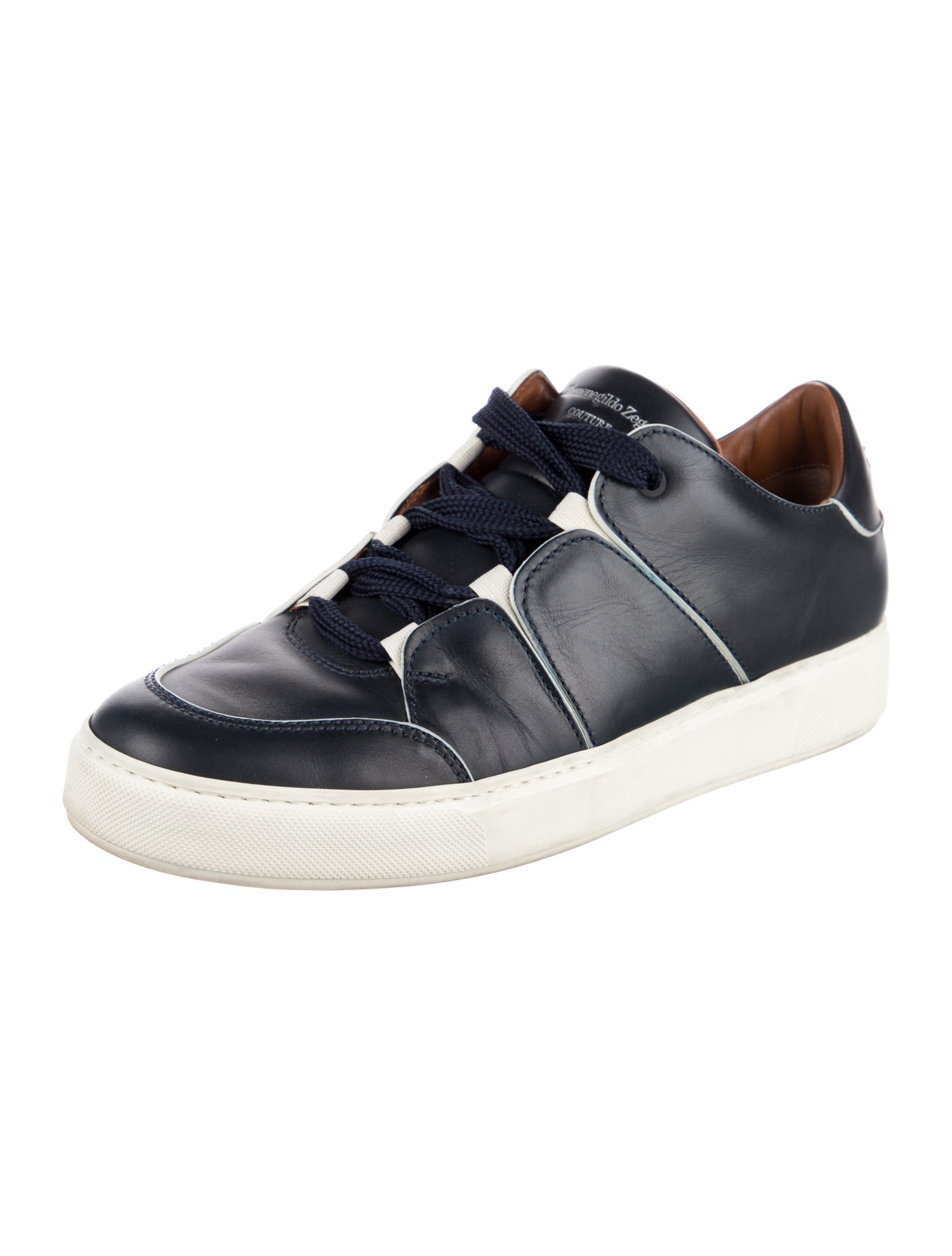 Ermenegildo Zegna Leather Colorblock Pattern Sneakers