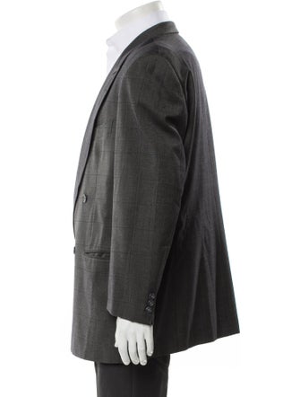 Ermenegildo Zegna Plaid Print Embroidered Accent Blazer